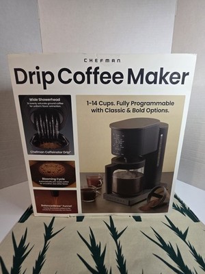 Chefman Caffeinator 14-Cup Programmable Coffee Maker Drip Machine Black NEW