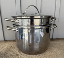 Tools of the Trade Stainless Steel 8 QT Stock Pot Glass Lid Steamer Pasta Insert