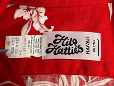 Vintage Hilo Hatties 100% Cotton Red & White Floral SS Hawaiian Shirt M USA Made