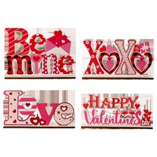 Valentines Wooden Heart Love XOXO Ornament Home Accent Handcrafted Red