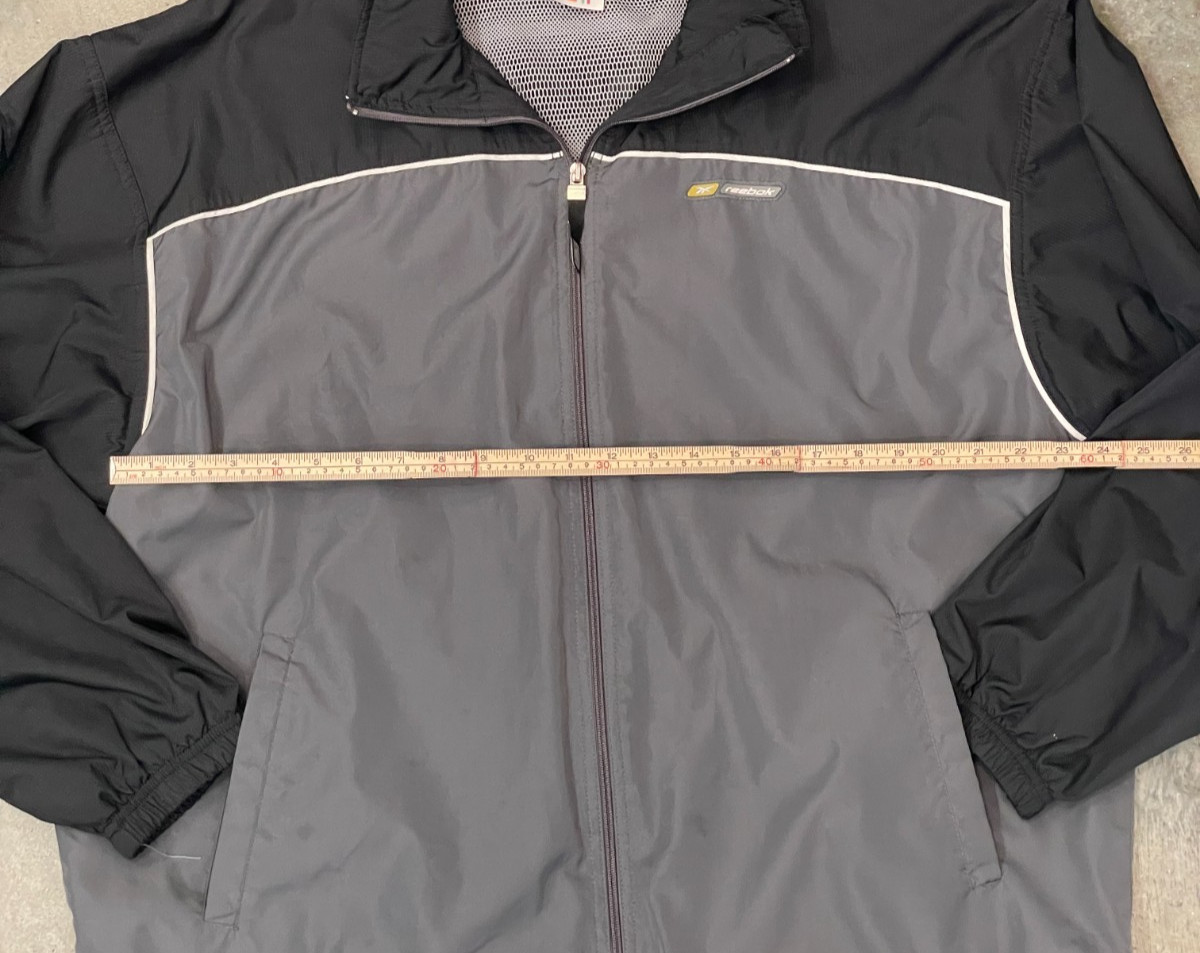 Reebok Vintage 90s Windbreaker Jacket Men M Gray Black Colorblock Full Zip Boxy thumbnail 6