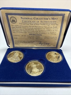 1907 & 1933 Double Eagle First & Last 2 x 1oz Silver Proof Set & Medal w/ C.O.A