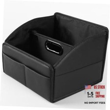 Car Storage Organizer, Leather Front Back Seat Caddy Black