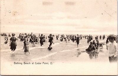Vintage Bathing Beach Postcard Cedar Point Ohio 1906 Scenic View, Undivided Back
