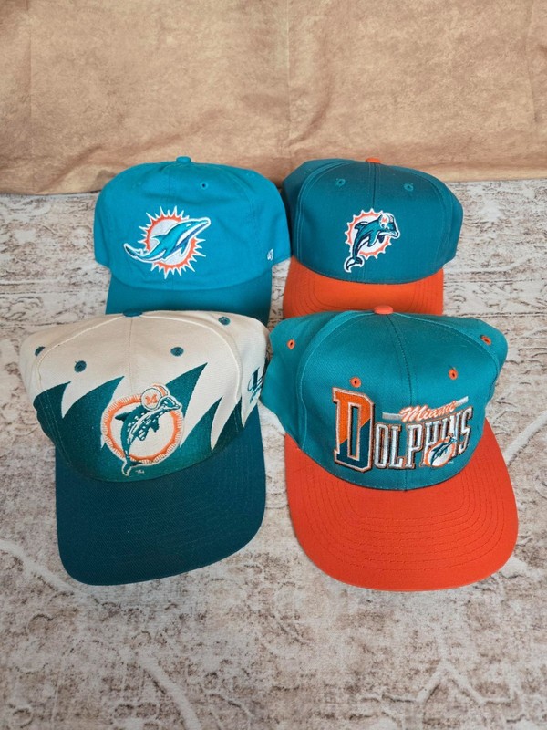Vintage Miami Dolphins Hats Snapback Lot - 4 Total