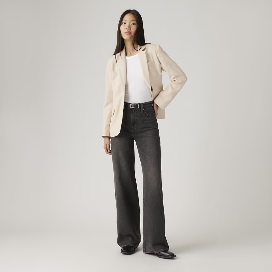 Levi's Ribcage Wide Leg Women's Jeans Swipe Up - Black 🔥SALE DEAL