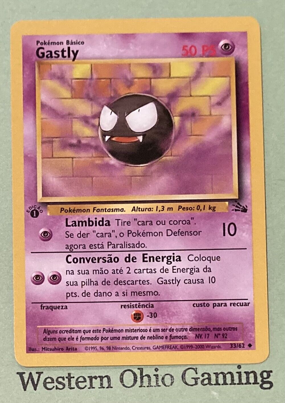 Pokemon Gastly #33 Portuguese 1st Edition Uncommon USED READ