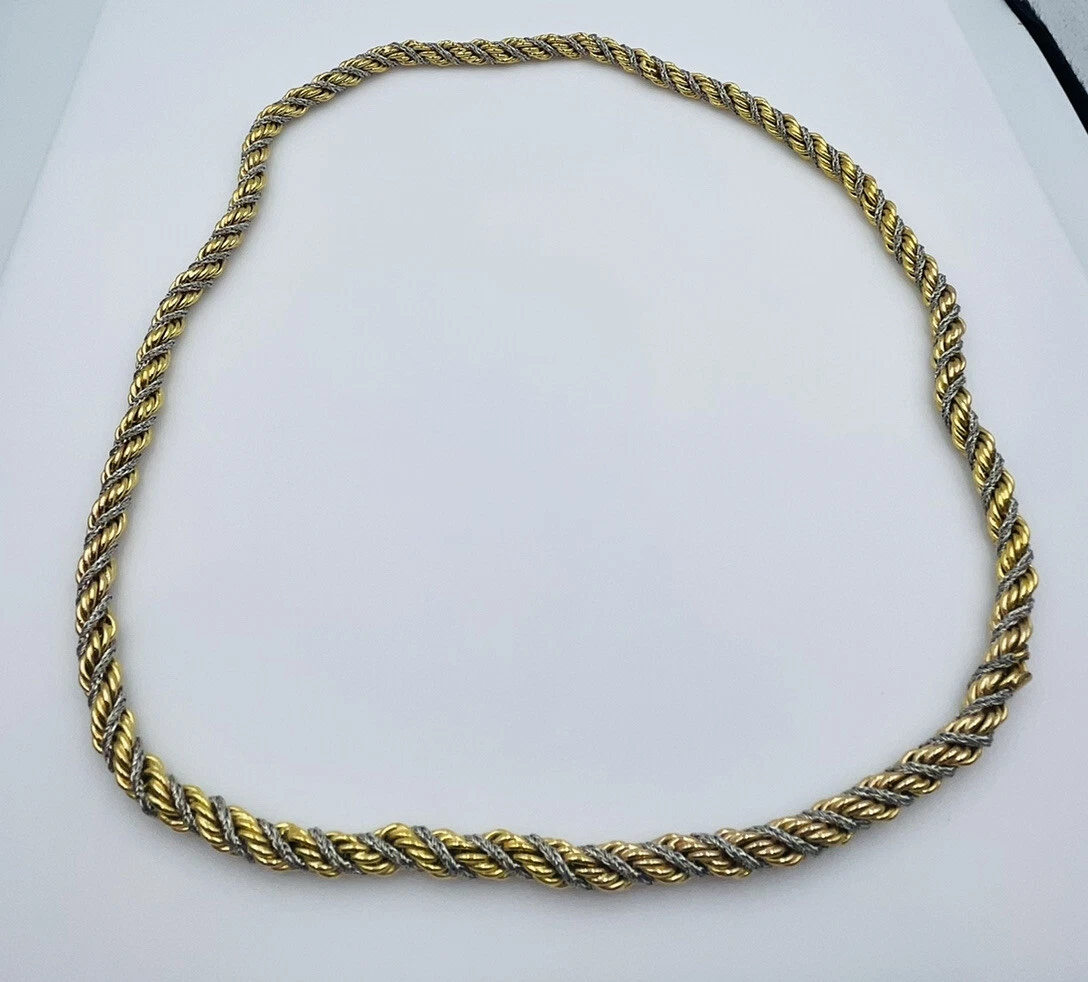 Grosse Allemagne Vintage 1973 Dior Créateur Plaqué Or Grand Collier Chaîne Corde