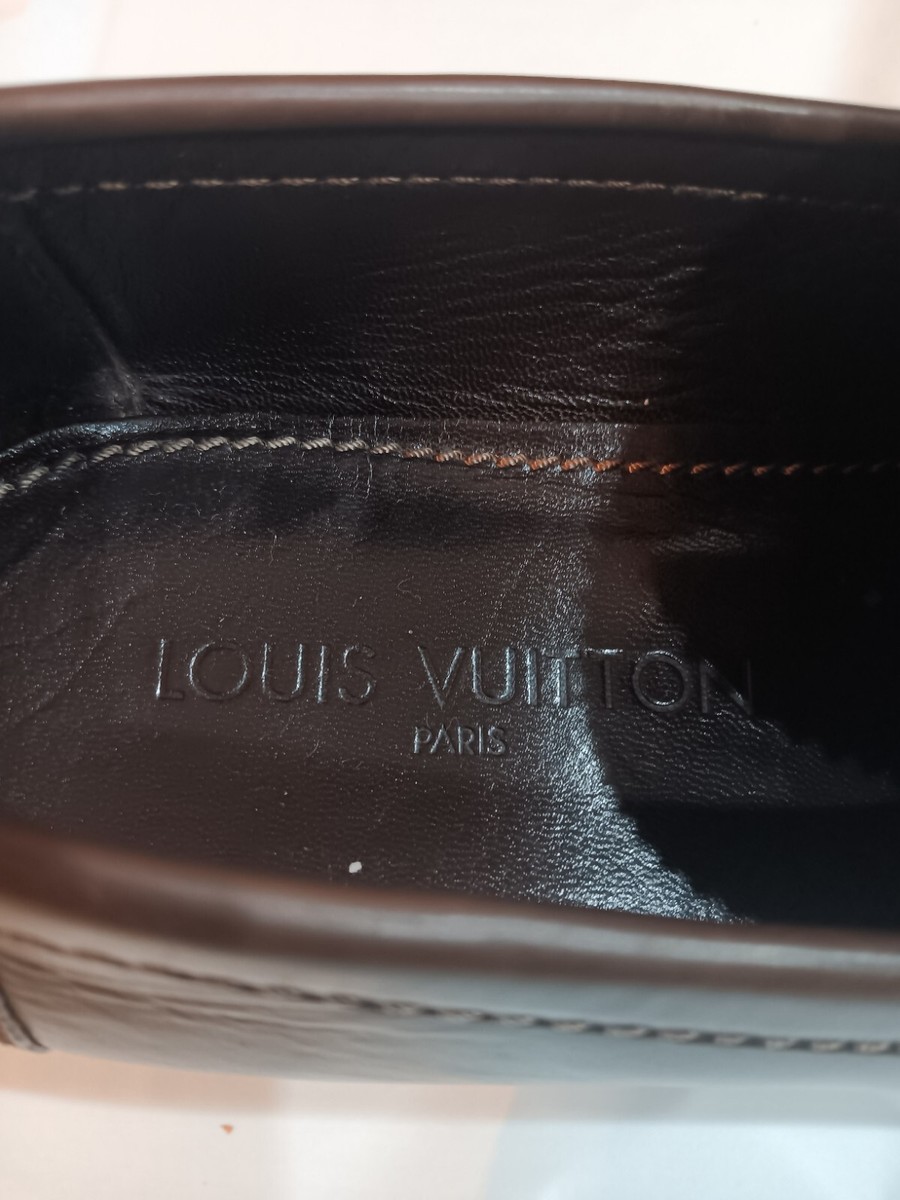 Mens Louis Vuitton Brown Damier Leather Embossed Sorbonne Slip On Loafers SZ 8.5 Mens Louis Vuitton Brown Damier Leather Embossed Sorbonne  main image 4