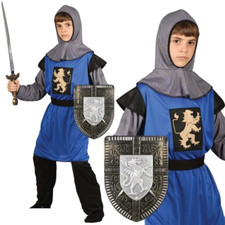 Child Medieval Knight Fancy Dress Costume Crusader Kids Boys Male Age 3-13