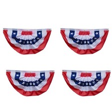 4 Pack USA Pleated Fan Flag 1.5x3 Feet American US Bunting Flags Half Fan Banner