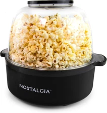 Nostalgia 6-Quart Stirring Popcorn Popper - 24 Cups, Black Original 