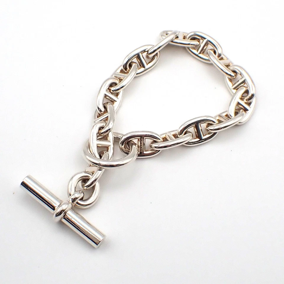 HERMES Logo Chaine D'ancre MM Chain Bracelet 16 Link Silver Ag925 375LC532 - Image 2 of 4