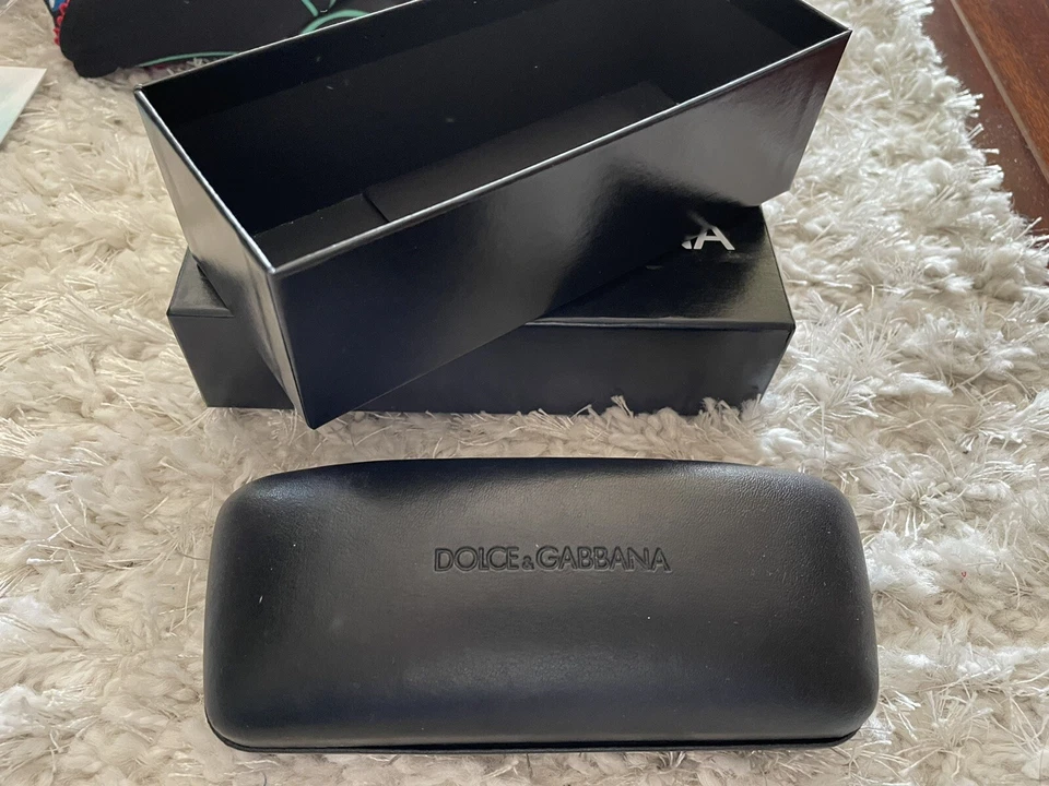 DOLCE y GABBANA Gafas de Sol Gafas de Sol Estuche Rígido Cuero Negro con Logo Foto 2 de 3