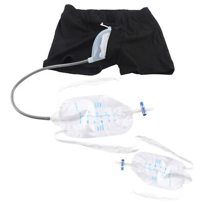 Male Urinal Leg Bag Silicone Urine Funnel Pee Holder Collector w/ 500ml Catheter