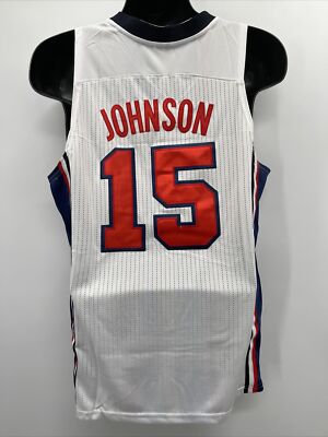 Men's Nike Magic Johnson #15 White USA Basketball Olympic Team