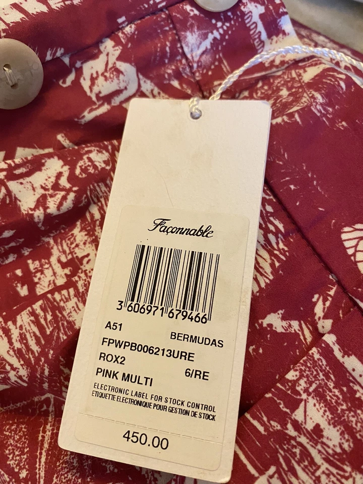 $450 Faconnable женщин 6 новый розовый Ecru цветочный туалет узор шорты - Изображение 4 из 4