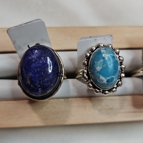 Damen Konvolut 4 Naturstein Ringe Sterlingsilber vergoldet Ringe Boho Bohemian - Bild 4 von 6