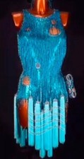 L2093 women Competition Specialty Latin/Rhythm Rumba dress UK 10 US 8 turquoise