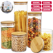 5x Vorratsglas aus Glas Vorratsgläser Vorratsdose Glasbehälter mit Bambus Deckel
