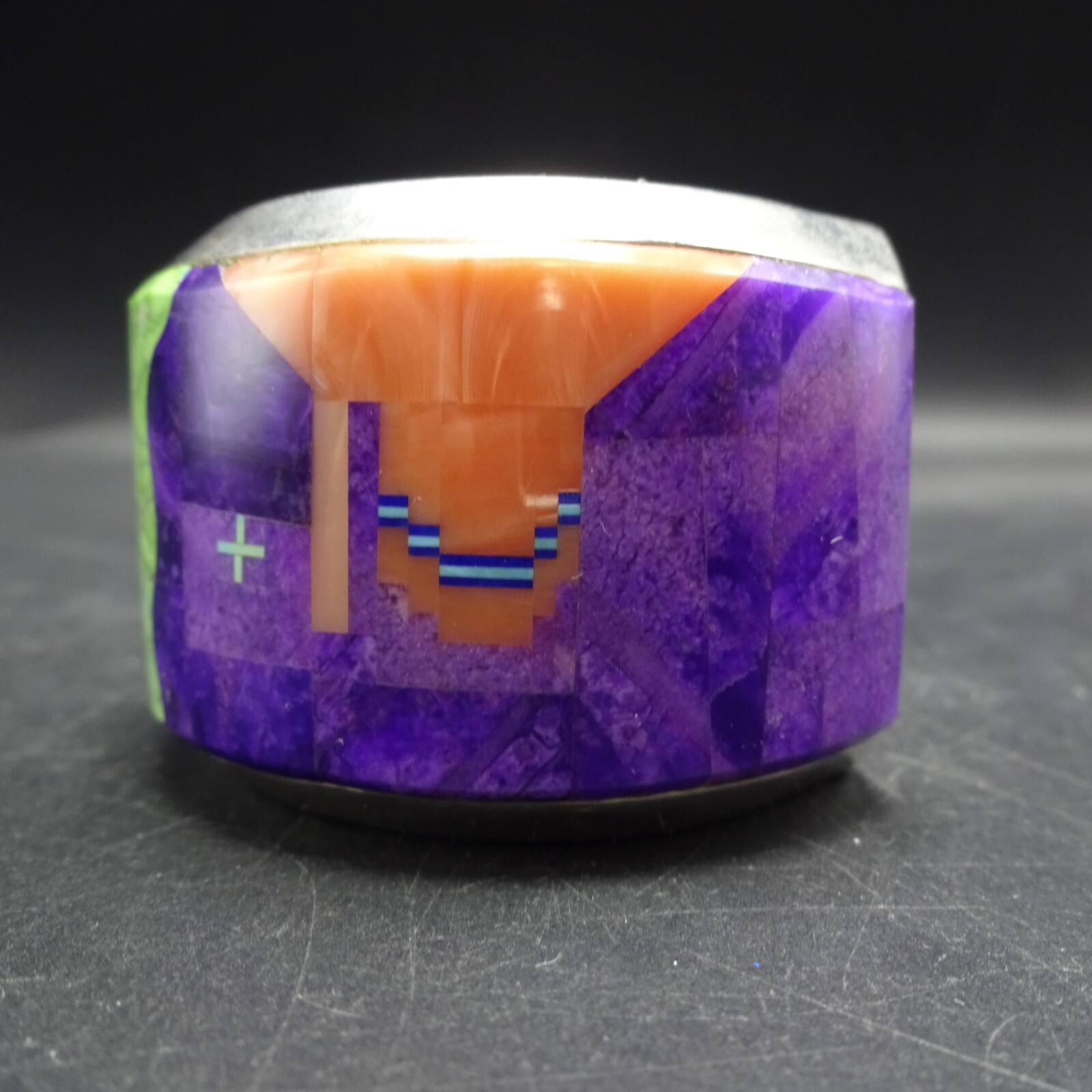 Desson Inlay Museum Quality CALVIN DESSON Navajo MULTI STONE INLAY Sterling 925 Cuff ...