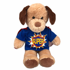 Build A Bear Plush BABW Teddy Size 17" Tan Brown Super Hero Shirt w/Cape