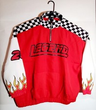 Helium Moto Wear Checkered Flag Red Top Zip-up Jacket Size 3x Polyester