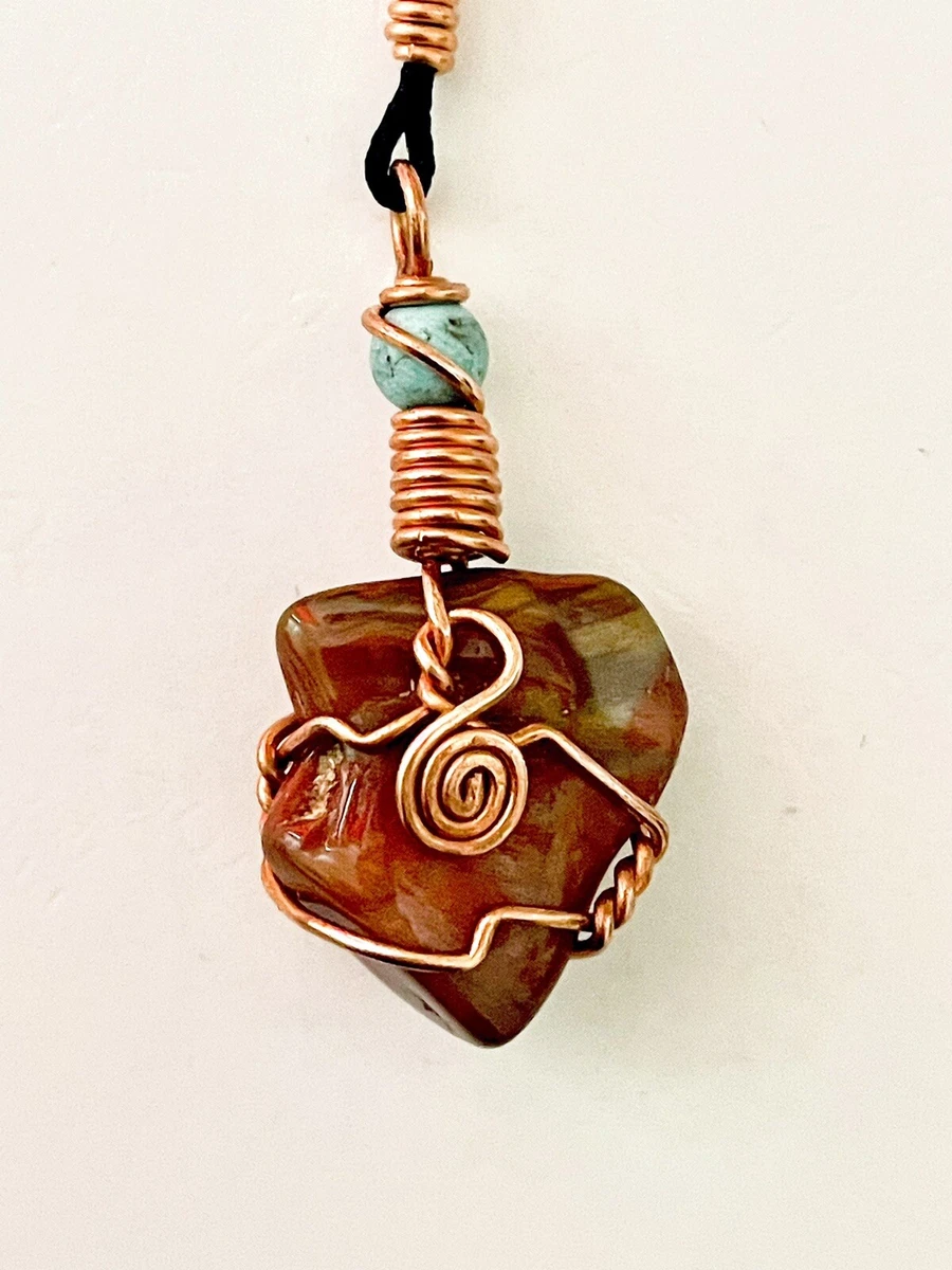 Red Jasper Wire Wrap Pendant Handmade Copper Wire Wrap Crystal