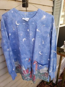 G.A.L.S. of California Lab Coat Med animals safari moon stars