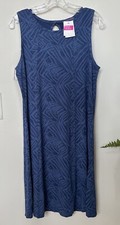 NWT Fresh Produce Tank Dress Womens Blue Island Print Midi Keyhole Stretch USA M