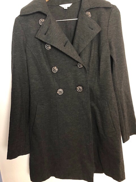 Cabi Coat Women's S Gray Casablanca Trench Double Breasted Jacket Ponte Knit