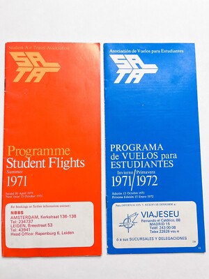 1971 Amsterdam Madrid Student Flight Program Booklets Dates Travel Guides