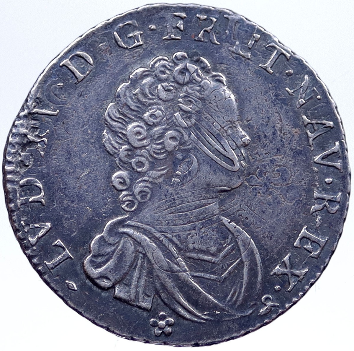 1716 B FRANCE King LOUIS XV French Silver 1/4 Ecu Vertugadin Coin