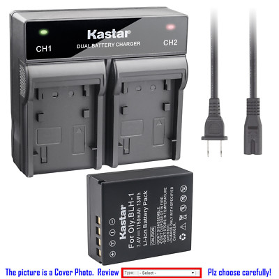 Kastar Fully Decoded Battery AC Rapid Charger for BLH-1 Olympus OM-D E-M1 Mark2