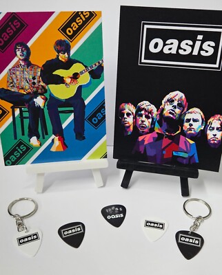 OASIS LIAM & NOEL PLEKTRUM SCHLÜSSELANHÄNGER KUNST KARTEN KONVOLUT