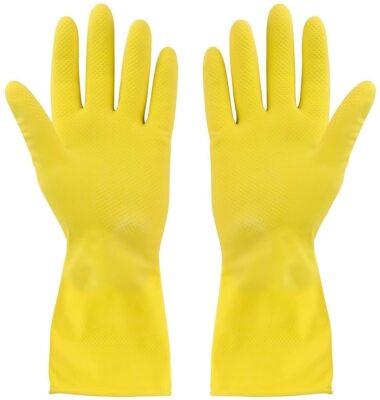 Flock gefütterte Naturkautschukhandschuhe | Ideal für Haushaltsreinigungsaufgaben 5 Paar