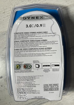 DYNEX  ビデオコード New Dynex 3 ft. Composite Audio Video Cable Stereo Audio 3 Ft Long