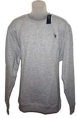 US POLO ASSN Mens Crew Neck Fleece Pullover Sweatshirt XXL Light Gray NWT