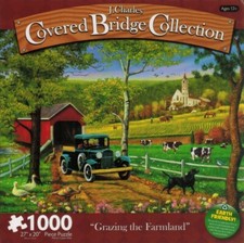 Covered Bridge Collection: Grazing the Farmland 1000 Piece Puzzle - J. Charles
