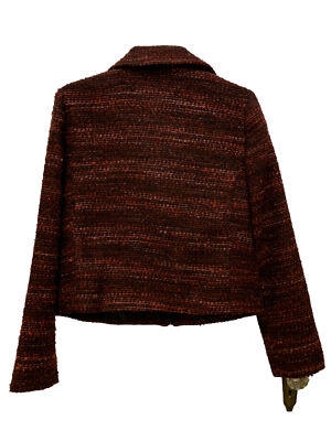 Dana Buchman Size 8 Diagonal Zip Boucle Moto Inspired Blazer