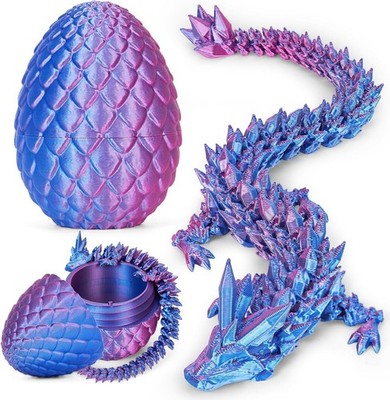 Interactive 3D Printed Dragon Egg with Child-Safe Crystal Dragon for Playtime