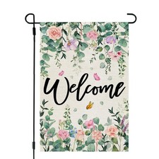 Spring Floral Welcome Garden Flag 12 18 Inch Double Sided for Outside