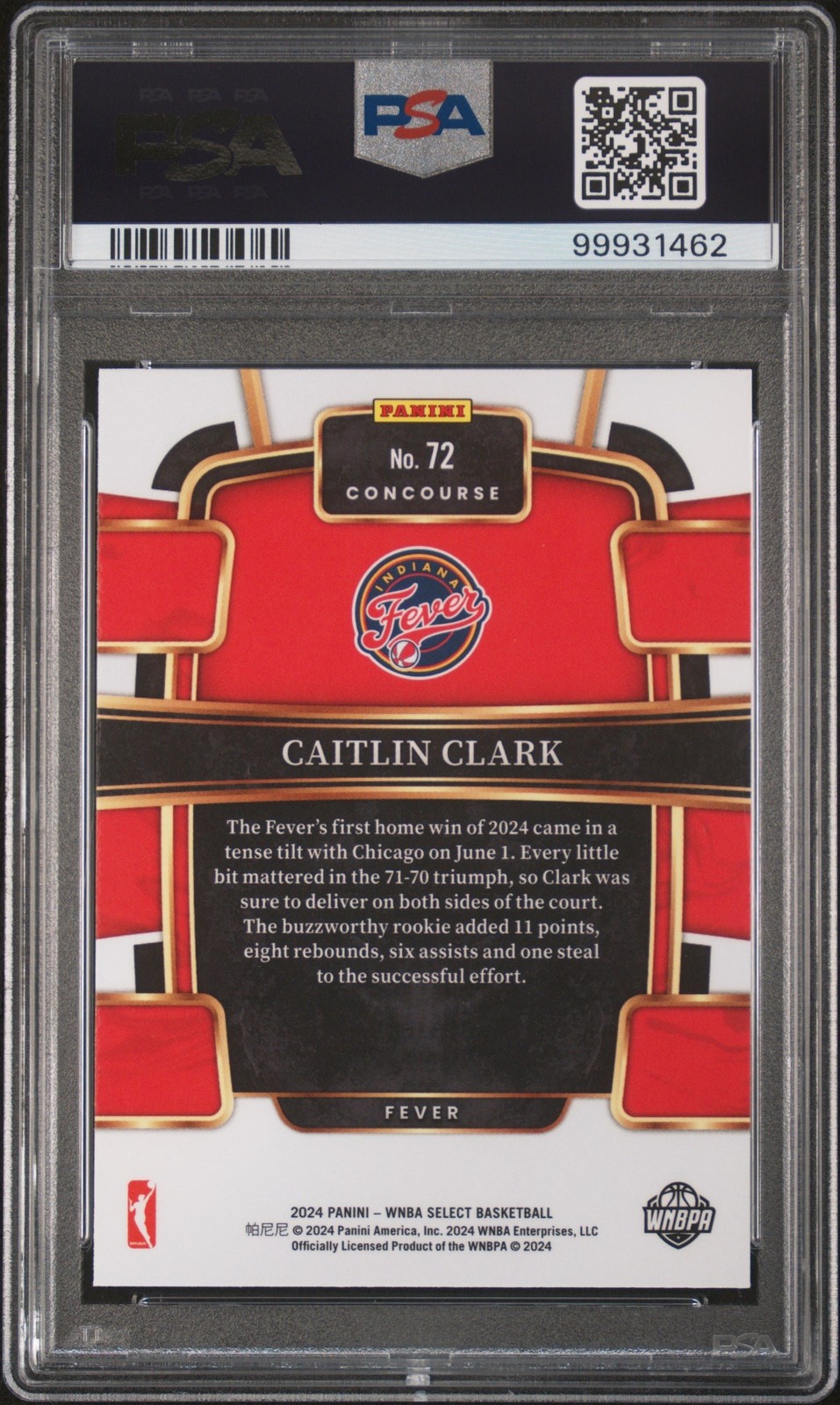 Graded 2024 Panini Select WNBA Caitlin Clark #72 Rookie Card PSA 10 view 2