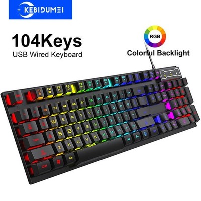 104 Tasten kabelgebundene Gaming-Tastatur mit RGB-Hintergrundbeleuchtung LED ENG