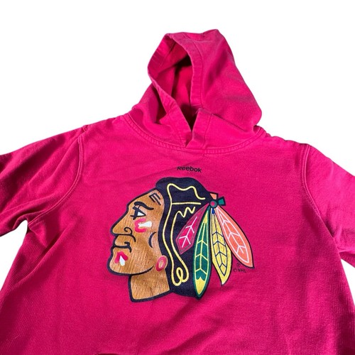 Reebok NHL Chicago Blackhawks Youth Hoodie Pink Sz S Face Off Collection - Picture 2 of 9