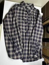 Roundtree Yorke Gold Label Large Performance Blue Plaid Long Sleeve Shirt