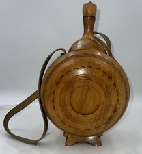 Vintage Canteen HANDMADE CARVED Walnut Wood C...