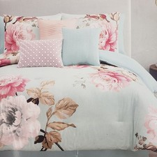 Hallmart Comforter Set King 7 Piece Rachel Floral Decorative Pillows Bedding Ne
