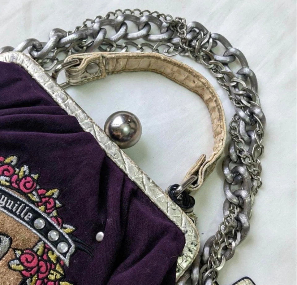 Vintage Velour Betsey Johnson Chain Purse Shoulder Or Handbag - Image 3 of 4