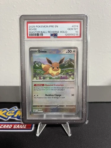 2025 POKEMON PRE EN-PRISMATIC EVOLUTIONS MASTER BALL REVERSE HOLO EEVEE PSA 10